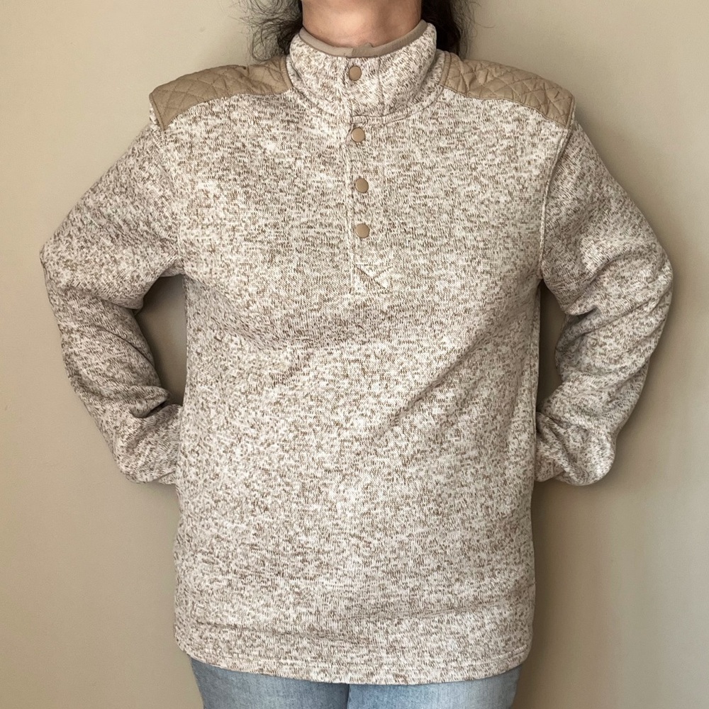Snap Mock Neck Pullover Sweater
